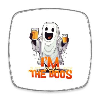 Je suis juste ici pour les Boos Ghost Beer Alcohol - Magnet carré - blanc - Devant