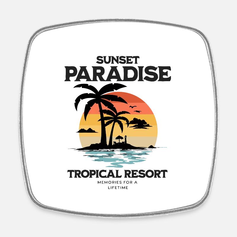 Sunset in Paradise - Square fridge magnet - white