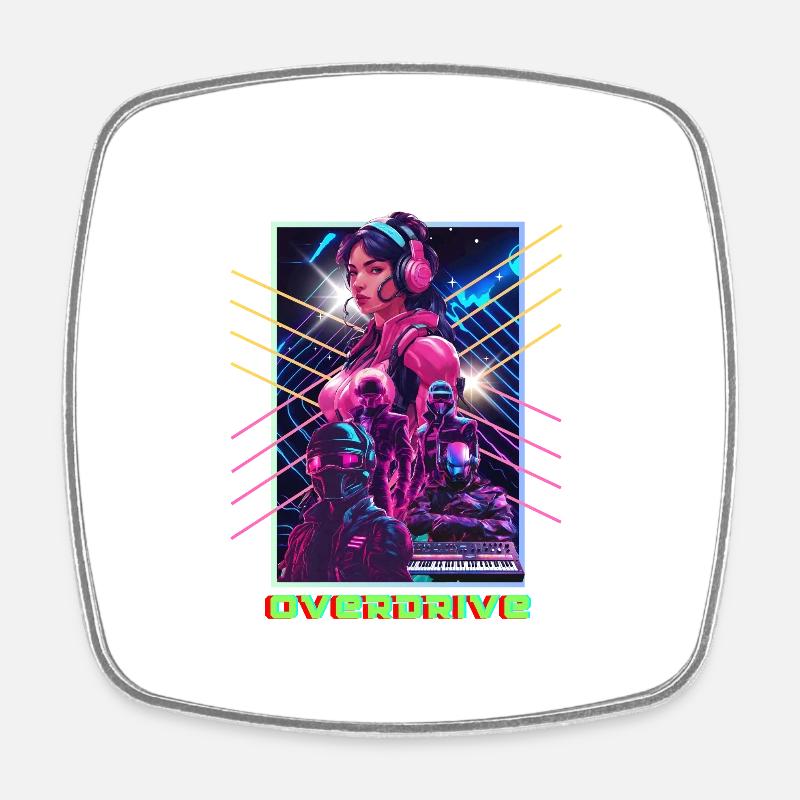 Overdrive - Square fridge magnet - white
