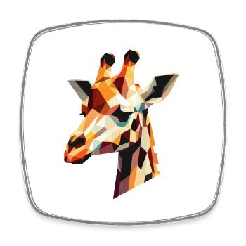 Tête de girafe géométrique - Magnet carré - blanc - Devant