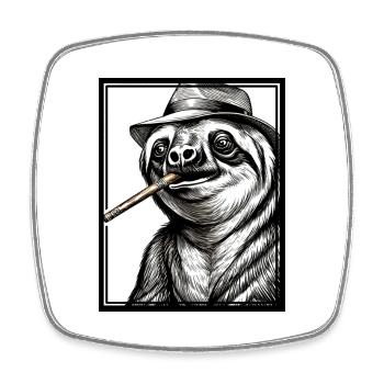 Sloth Noir - Viereckiger Kühlschrankmagnet - Weiß - Vorne