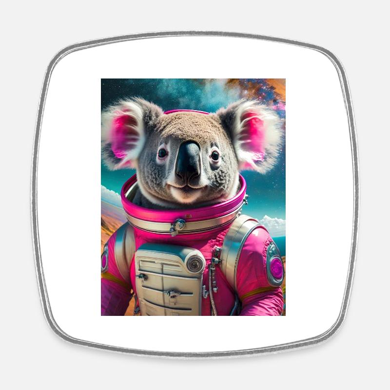 Koala mit Astronautenkleid - Viereckiger Kühlschrankmagnet - Weiß
