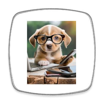 Hund mit Brille - Viereckiger Kühlschrankmagnet - Weiß - Vorne