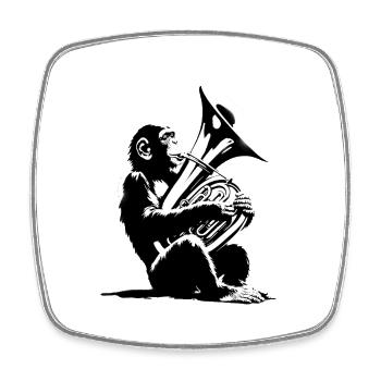 Singe Orchestre Tuba Street Art Banksy Style - Magnet carré - blanc - Devant