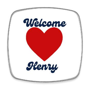 Henry willkommen - Viereckiger Kühlschrankmagnet - Weiß - Vorne