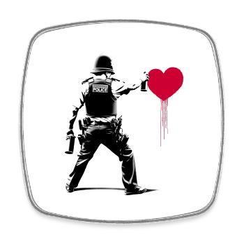 I ♥️ Police StreetArt Banksy style - Square fridge magnet - white - Front