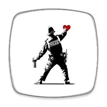 Police StreetArt - Viereckiger Kühlschrankmagnet - Weiß - Vorne