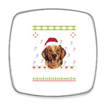 Chien Noël Golden Retriever - Magnet carré - blanc - Devant