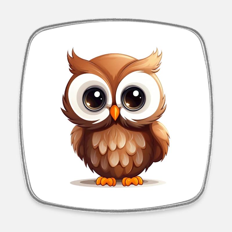 Cute little owl - Square fridge magnet - white