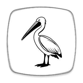 Pélican - Magnet carré - blanc - Devant