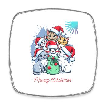 Black Red Cat Christmas Christmas T Shirt - Magnet carré - blanc - Devant