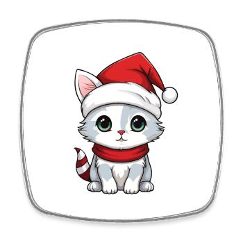 Cat Christmas Christmas Cat Cute Merry Catmas - Square fridge magnet - white - Front