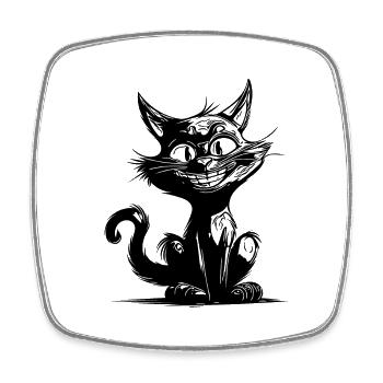 Freche Haustier Katze grinsender Kater Hauskatze - Viereckiger Kühlschrankmagnet - Weiß - Vorne