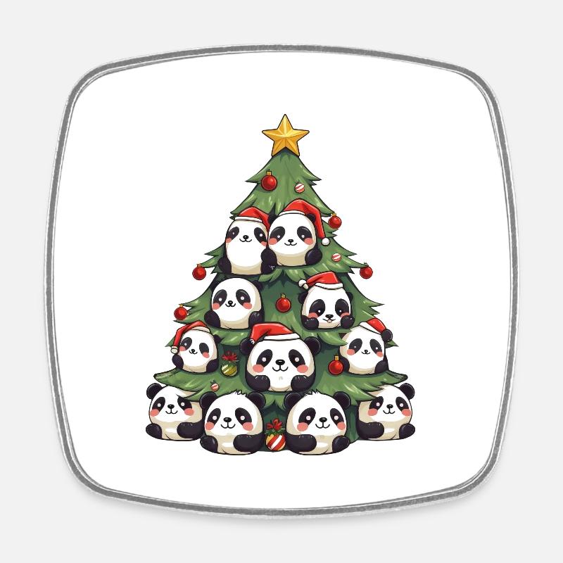 Panda de Noël - Un arbre de Noël avec un - Magnet carré - blanc