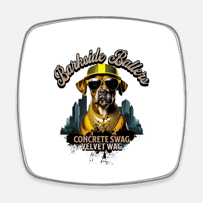 Barkside Ballers - Square fridge magnet - white