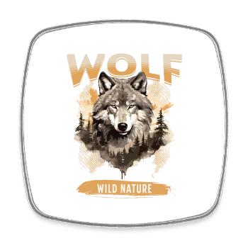 Wolf Wolfskopf Natur Wildnis Abenteuer Wald Kunst - Viereckiger Kühlschrankmagnet - Weiß - Vorne