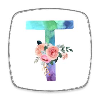 Lettre T watercolor - Magnet carré - blanc - Devant