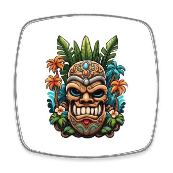 Tiki / Hawaii / Tropisch /Insel / Kultur / Logo - Viereckiger Kühlschrankmagnet - Weiß - Vorne