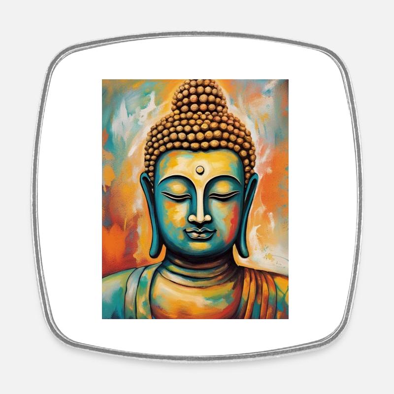Bouddha - Magnet carré - blanc