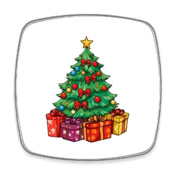 Tannenbaum - Viereckiger Kühlschrankmagnet - Weiß - Vorne
