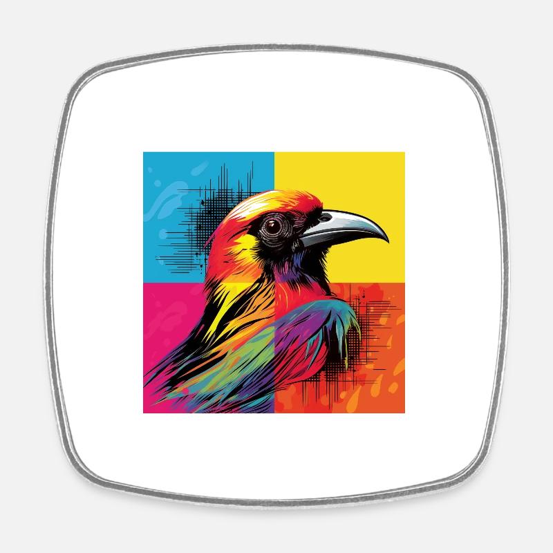 Avian Artistry: Pop Art Bird Grid - Square fridge magnet - white