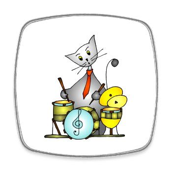 Katze - Viereckiger Kühlschrankmagnet - Weiß - Vorne