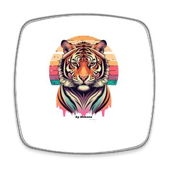 Tiger Bunt - Viereckiger Kühlschrankmagnet - Weiß - Vorne