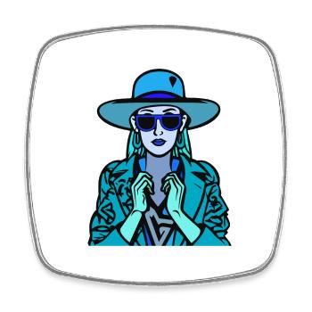 Frau blau - Viereckiger Kühlschrankmagnet - Weiß - Vorne