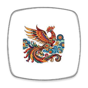 Phénix chinois traditionnel vibrant - Magnet carré - blanc - Devant