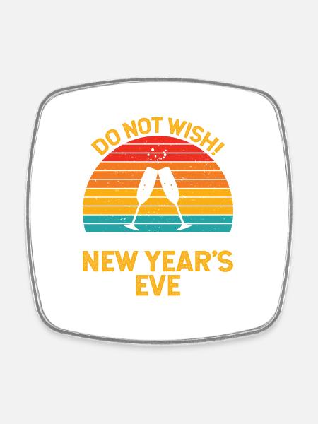 New Year - Viereckiger Kühlschrankmagnet - Weiß