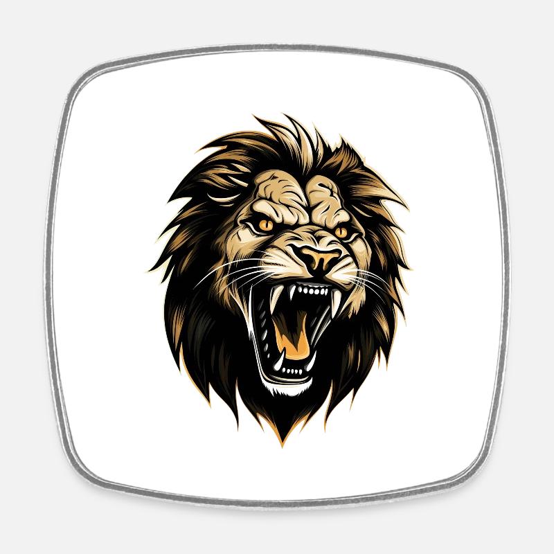 Lion Logo - Square fridge magnet - white