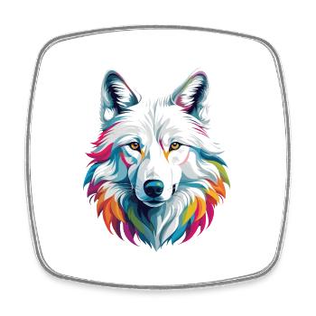 Loup blanc - Magnet carré - blanc - Devant