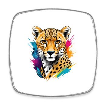 Guépard - Magnet carré - blanc - Devant