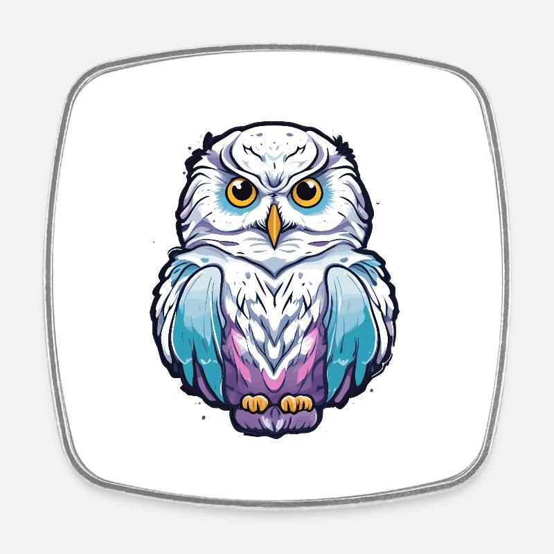 Snowy Owl - Square fridge magnet - white