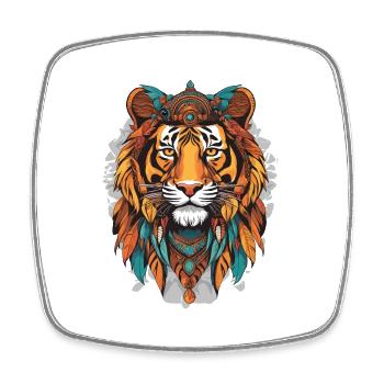 Tiger Tribe - Square fridge magnet - white - Front