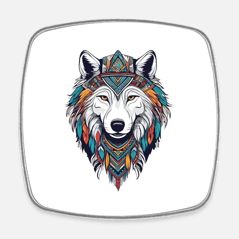 Arktischer Wolf - Viereckiger Kühlschrankmagnet - Weiß
