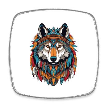 Gray wolf - Square fridge magnet - white - Front