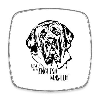 Loved by an English Mastiff Hunde Hund Wilsigns - Viereckiger Kühlschrankmagnet - Weiß - Vorne