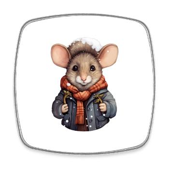Souris d’hiver - Magnet carré - blanc - Devant