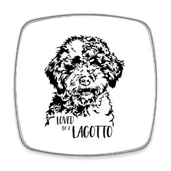 Loved by a Lagotto Romagnolo Hundespruch Hunde - Viereckiger Kühlschrankmagnet - Weiß - Vorne