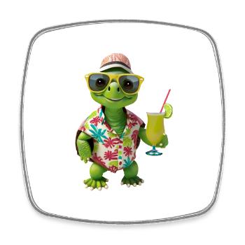 Ne vous dépêchez pas, soyez heureux, mignonne petite tortue tortue - Magnet carré - blanc - Devant