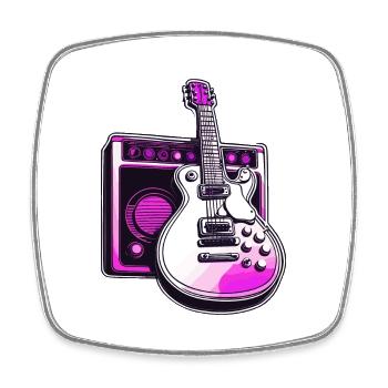Rock n roll / Guitare / Musique / Instrument - Magnet carré - blanc - Devant