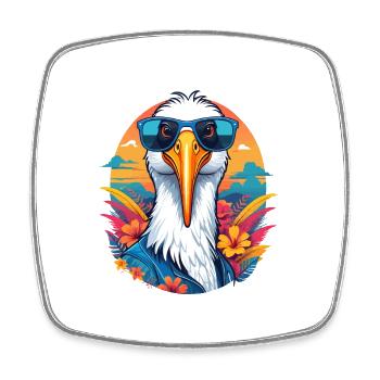 Cigogne - Magnet carré - blanc - Devant