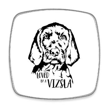 Loved by a Vizsla Wirehaired Dog Dog Wilsigns - Square fridge magnet - white - Front