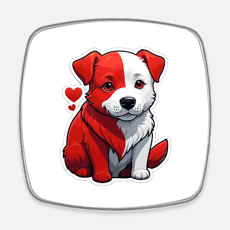 red dog - Square fridge magnet - white