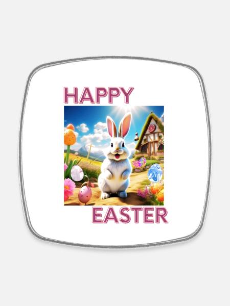 Frohe Ostern - Viereckiger Kühlschrankmagnet - Weiß