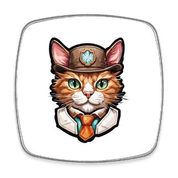 Lederhose / Tier / Tracht / Tradition / Katze - Viereckiger Kühlschrankmagnet - Weiß - Vorne