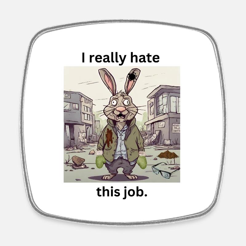 I really hate - funny motif - Square fridge magnet - white