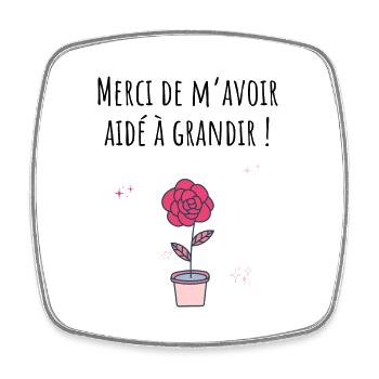 Merci de m’avoir aidé à grandir -cadeau nounou - Magnet carré - blanc - Devant