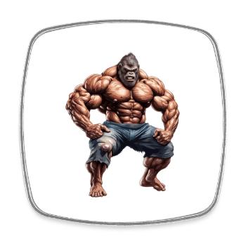 Bodybuilder / Sport / Fitness / Affe / Muskeln - Viereckiger Kühlschrankmagnet - Weiß - Vorne